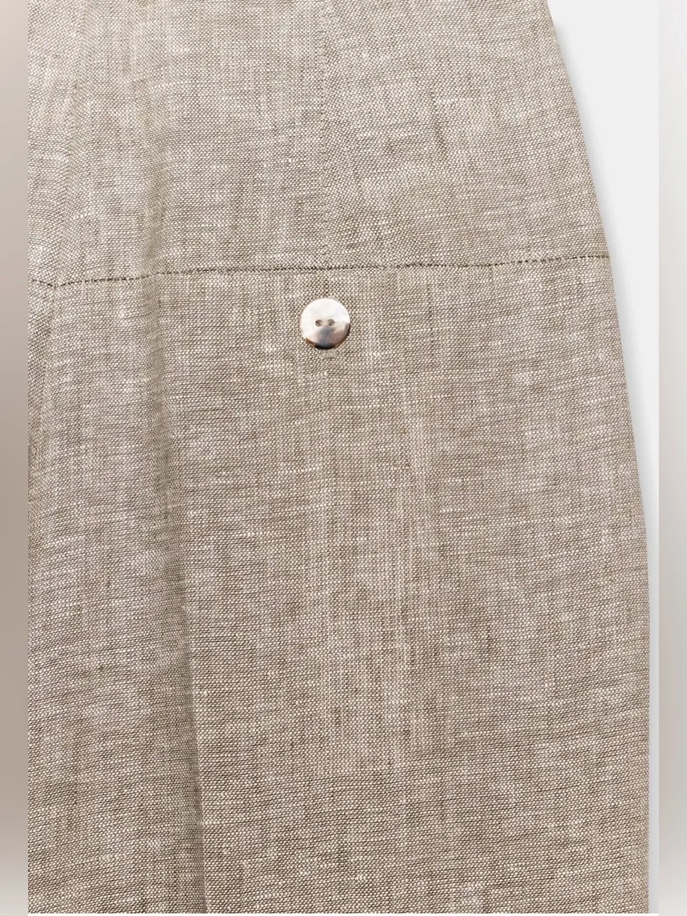 Zara NWT 100% Linen Straight Leg Wide Leg Pants High Rise Neutral Beige